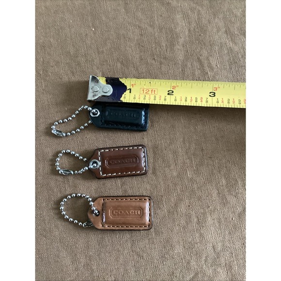 Lot (3) COACH Y2K Small Hang Tag Fob Bag Charm 2 Brown/Black - Picture 3 of 3